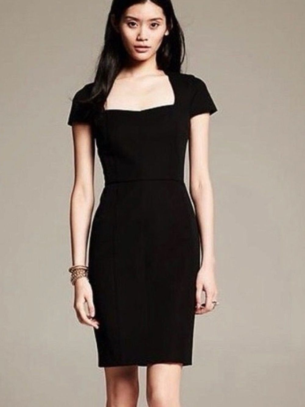 NWT BANANA REPUBLIC Sloan Dress Black Sweetheart Sheath Mini 4P